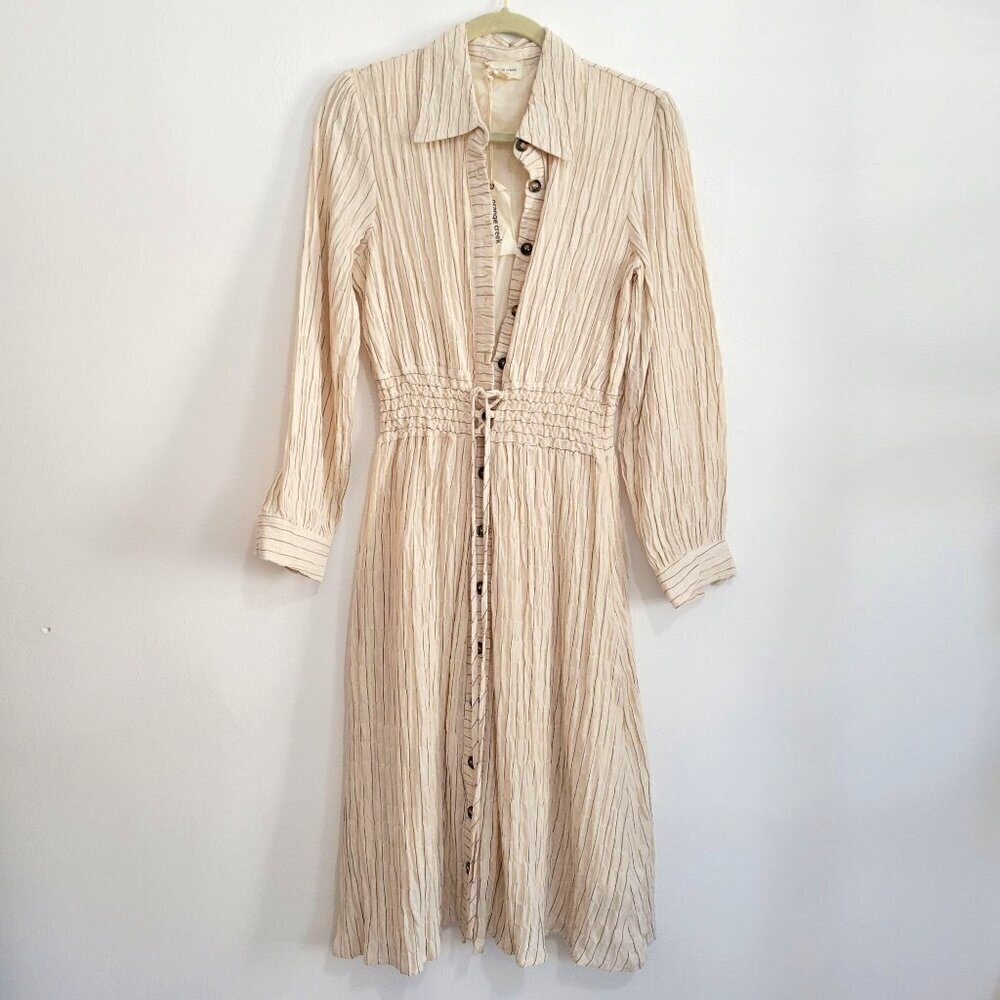 Boho Beachy Gauzy Button Down Full sleeve Shirt dress Size S - Picture 2 of 15